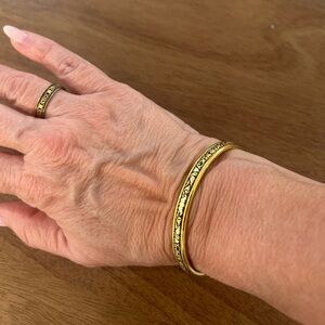 Damascene Toledo Gold Tone Bracelet and Ring Set